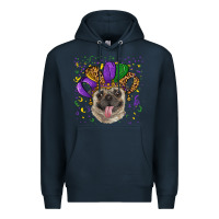 Navy mardi gras hat pug Premium Hoodie - RanaPortraitStore