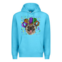 Ocean Blue mardi gras hat pug Premium Hoodie - RanaPortraitStore