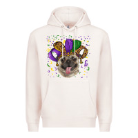 Pale Pink mardi gras hat pug Premium Hoodie - RanaPortraitStore