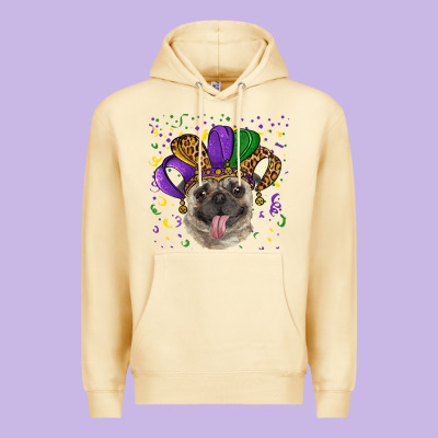 Mardi Gras Hat Pug Premium Hoodie Designed By Ranaportraitstore
