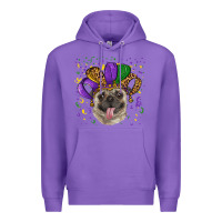 Purple mardi gras hat pug Premium Hoodie - RanaPortraitStore