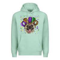 Seafoam mardi gras hat pug Premium Hoodie - RanaPortraitStore