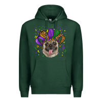 Sports Green mardi gras hat pug Premium Hoodie - RanaPortraitStore