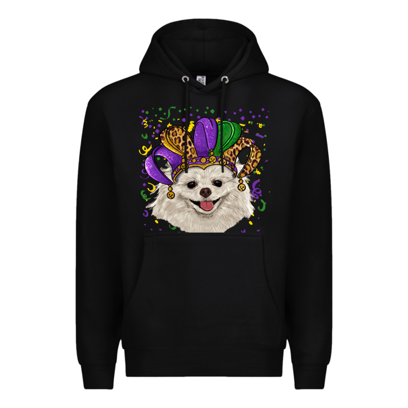 Mardi Gras Hat White Pomeranian Premium Hoodie by RanaPortraitStore | Teevron