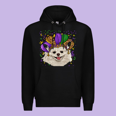 Mardi Gras Hat White Pomeranian Premium Hoodie Designed By Ranaportraitstore