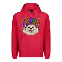 Cardinal mardi gras hat white pomeranian Premium Hoodie - RanaPortraitStore