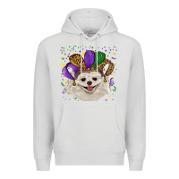 Dove Grey mardi gras hat white pomeranian Premium Hoodie - RanaPortraitStore