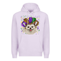 Lilac mardi gras hat white pomeranian Premium Hoodie - RanaPortraitStore