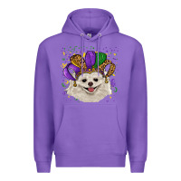 Purple mardi gras hat white pomeranian Premium Hoodie - RanaPortraitStore
