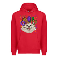 Red mardi gras hat white pomeranian Premium Hoodie - RanaPortraitStore