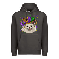 Smoke mardi gras hat white pomeranian Premium Hoodie - RanaPortraitStore