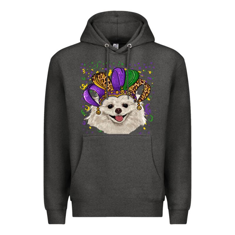 Mardi Gras Hat White Pomeranian Premium Hoodie by RanaPortraitStore | Teevron