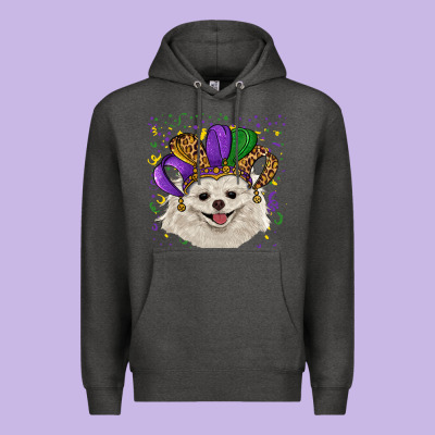 Mardi Gras Hat White Pomeranian Premium Hoodie Designed By Ranaportraitstore