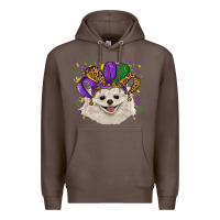 Coffee mardi gras hat white pomeranian Premium Hoodie - RanaPortraitStore