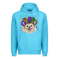 Ocean Blue mardi gras hat white pomeranian Premium Hoodie - RanaPortraitStore