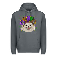 Rock mardi gras hat white pomeranian Premium Hoodie - RanaPortraitStore