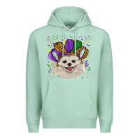 Seafoam mardi gras hat white pomeranian Premium Hoodie - RanaPortraitStore