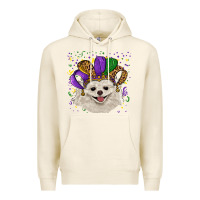 Tofu mardi gras hat white pomeranian Premium Hoodie - RanaPortraitStore
