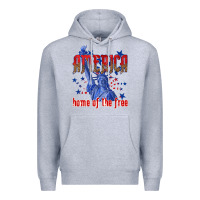 Heather Grey America home of the free Premium Hoodie - texasbilliewilder