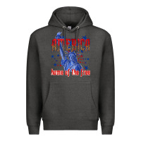 Charcoal Heather America home of the free Premium Hoodie - texasbilliewilder