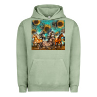 Pigment Oil Green western horses Urban Hoodie - Zillion Design Studio