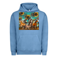 Pigment Pebble Blue western horses Urban Hoodie - Zillion Design Studio