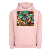 Pigment Salmon western horses Urban Hoodie - Zillion Design Studio