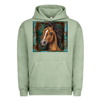 Pigment Oil Green western horse Urban Hoodie - Zillion Design Studio
