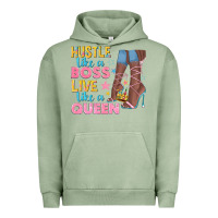 Pigment Oil Green hustle like a boss live like a queen Urban Hoodie - texasbilliewilder
