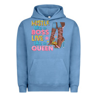 Pigment Pebble Blue hustle like a boss live like a queen Urban Hoodie - texasbilliewilder
