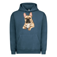 Pigment Midnight Navy French bulldog sitting Urban Hoodie - RanaPortraitStore