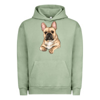 Pigment Oil Green French bulldog sitting Urban Hoodie - RanaPortraitStore