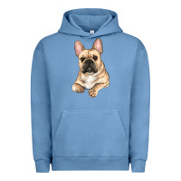 Pigment Pebble Blue French bulldog sitting Urban Hoodie - RanaPortraitStore