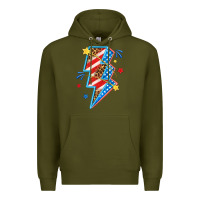 Army Green America lightning bolt Premium Hoodie - texasbilliewilder