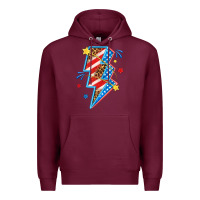 Burgundy America lightning bolt Premium Hoodie - texasbilliewilder