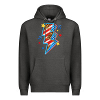 Charcoal Heather America lightning bolt Premium Hoodie - texasbilliewilder