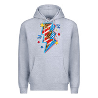 Heather Grey America lightning bolt Premium Hoodie - texasbilliewilder
