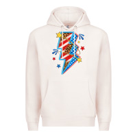 Pale Pink America lightning bolt Premium Hoodie - texasbilliewilder