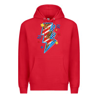 Red America lightning bolt Premium Hoodie - texasbilliewilder