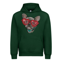 Forest Green french bulldog with love glasses Urban Hoodie - RanaPortraitStore