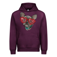 Mauve Wine french bulldog with love glasses Urban Hoodie - RanaPortraitStore