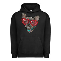 Pigment Black french bulldog with love glasses Urban Hoodie - RanaPortraitStore