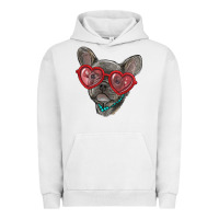 Pigment Lunar Rock french bulldog with love glasses Urban Hoodie - RanaPortraitStore