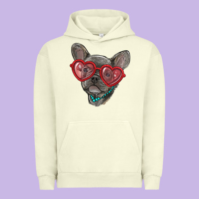 Urban Hoodie french bulldog with love glasses