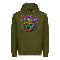 Army Green mardi gras mask dachshund puppy Premium Hoodie - RanaPortraitStore