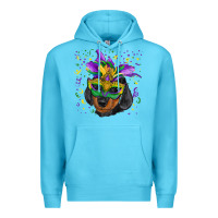 Ocean Blue mardi gras mask dachshund puppy Premium Hoodie - RanaPortraitStore