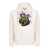 Pale Pink mardi gras mask dachshund puppy Premium Hoodie - RanaPortraitStore