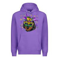 Purple mardi gras mask dachshund puppy Premium Hoodie - RanaPortraitStore