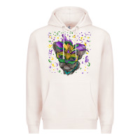 Pale Pink mardi gras mask french bulldog Premium Hoodie - RanaPortraitStore