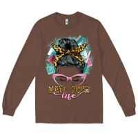 Chestnut nail tech life messy bun Long Sleeve Tee - BarkalooDesign